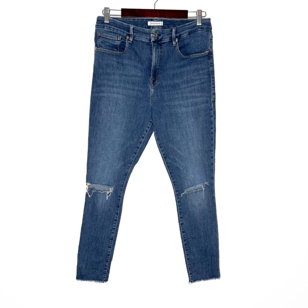 Good American Jeans Good Legs Crop Busted Knee